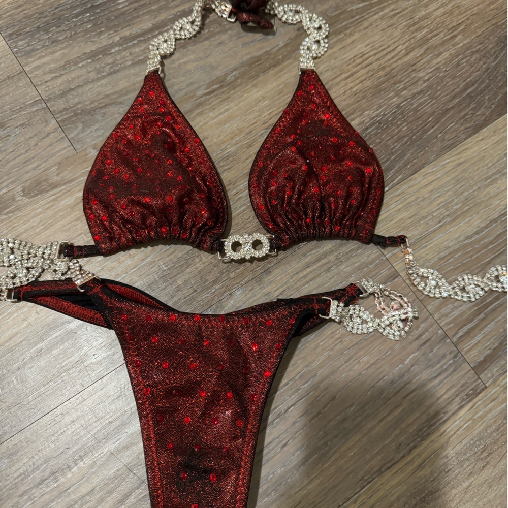 NPC/IFBB Dark Red Toxic Angelz Competition Suit